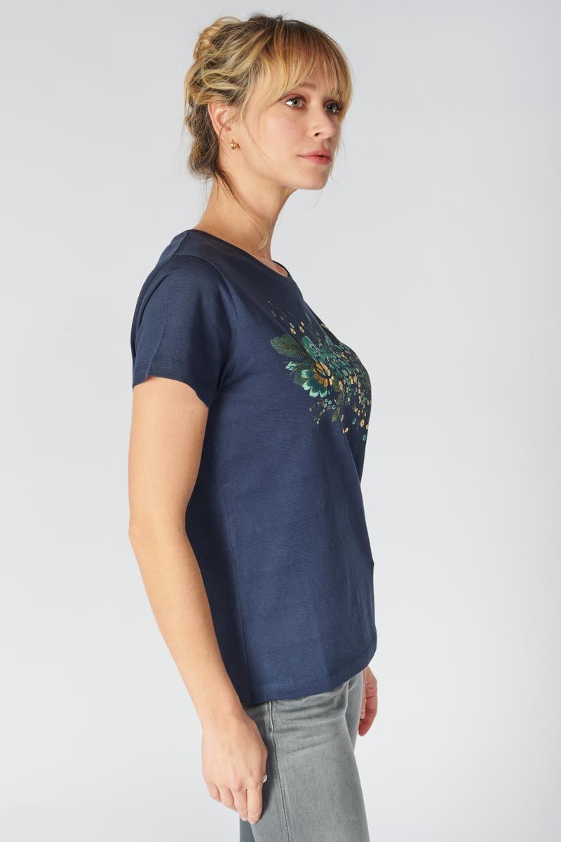 Temps Le : bleu Shirt des Frankie Tee Cerises Femme T-shirt : marine