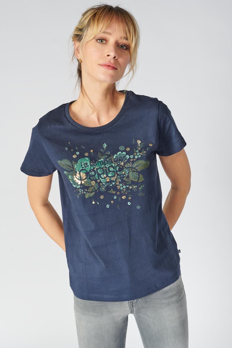 T-shirt Frankie bleu marine : Le Tee : Femme Shirt Cerises Temps des