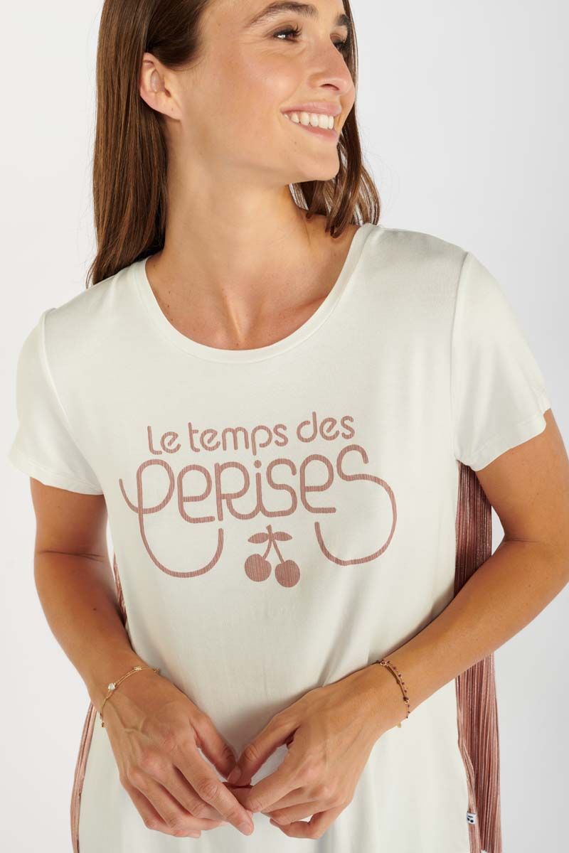 T-shirt Katya Cerises : et porter à prêt Tee Temps Femme Le des blanc : Shirt