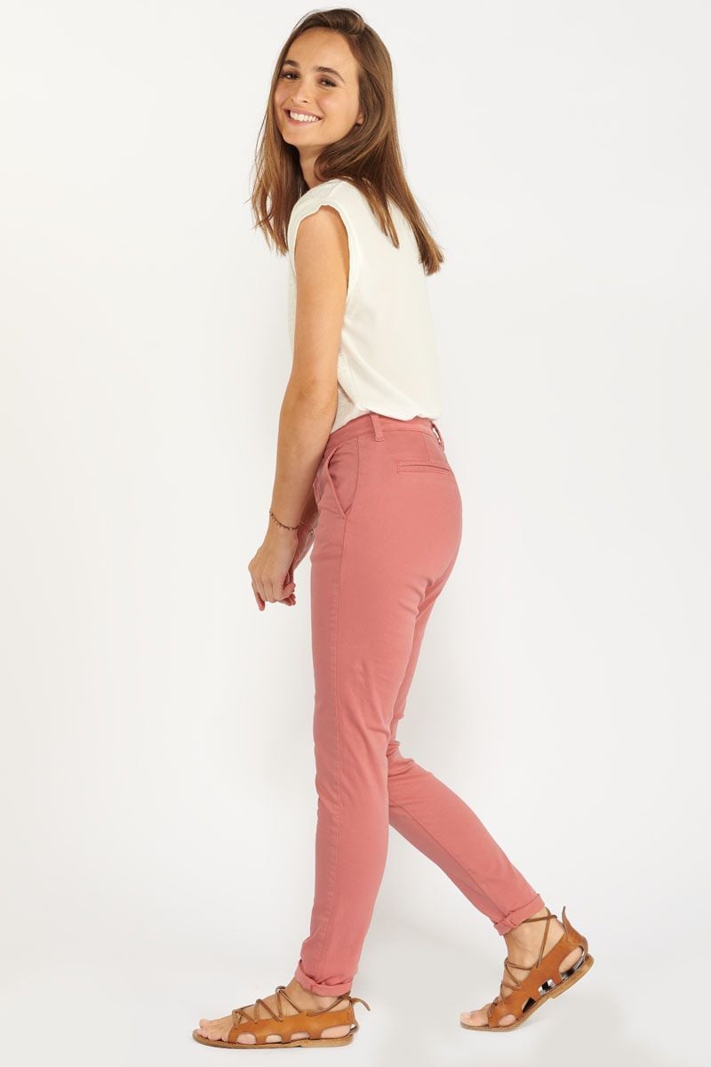 Pantalon Dyli Pantalons porter rosé & : prêt Femme à Le des Temps pêche Jeans : et Cerises