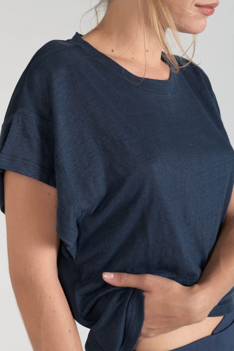 des Shirt marine : Le Tee Cerises Top : bleu Femme Overs Temps