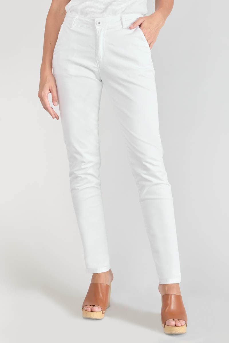 Pantalon chino Dyli3 blanc : : Temps Jeans Femme & des Cerises Pantalons Le