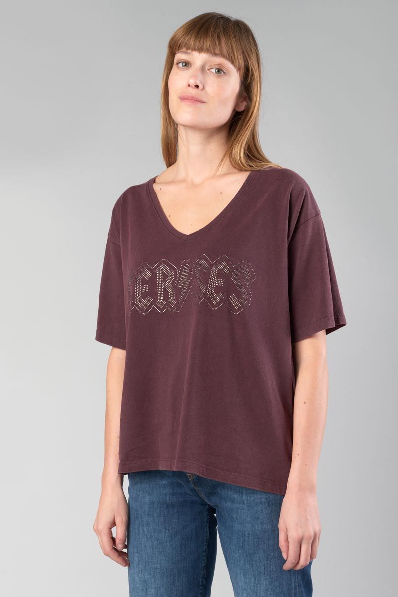 T-shirt Kara lie vin Cerises Shirt Femme Temps Le : Tee de : des