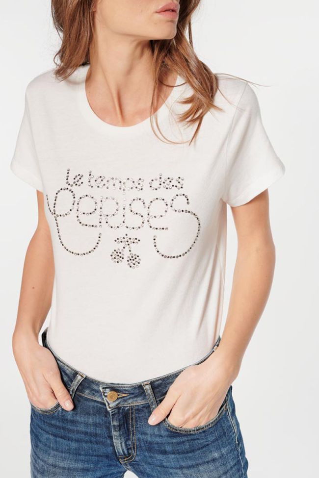 strass Le : à Temps Diamond Femme crème prêt Cerises et Shirt T-shirt Tee porter des à :