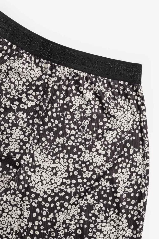 Pantalon Luisagi à motif floral noir et blanc