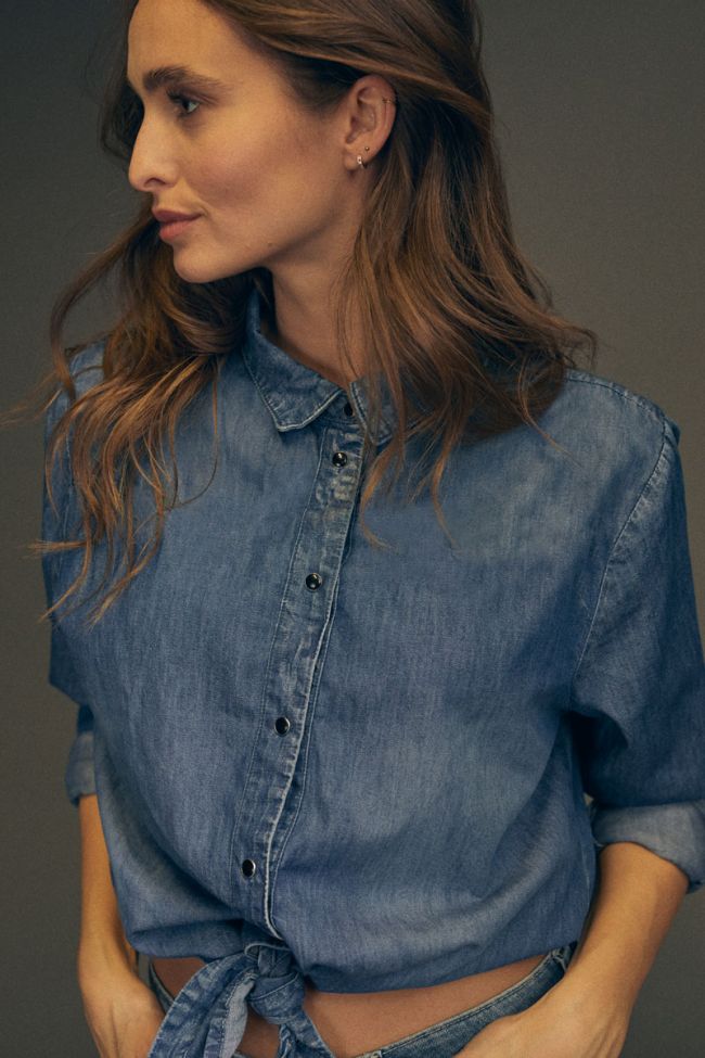 Felixa en bleu Le Chemise Temps Chemise Femme des courte : Cerises jeans :