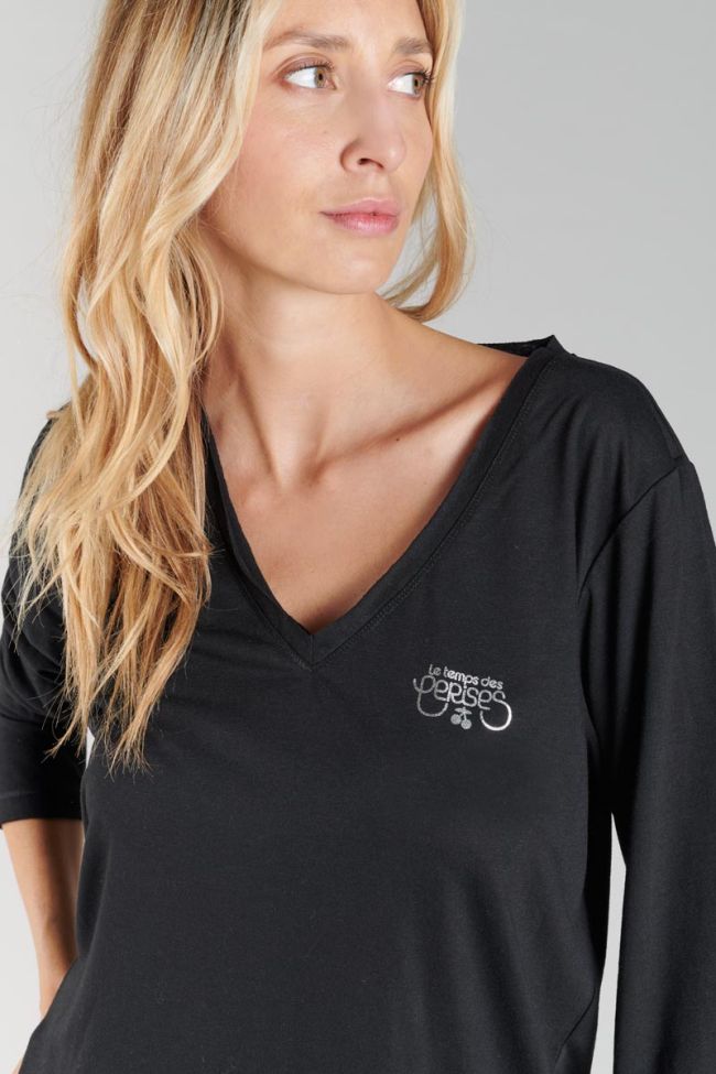 T-shirt manches longues Longvtra : Cerises Shirt Femme Le : des Temps Tee noir