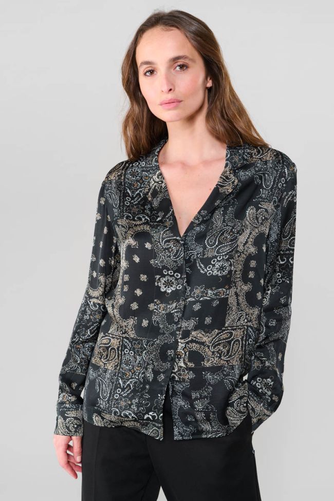 Chemise Morena noire à motif cachemire