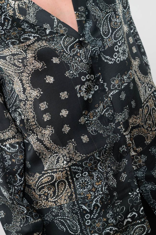 Chemise Morena noire à motif cachemire