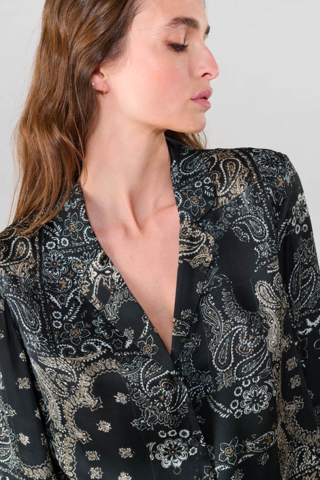 Chemise Morena noire à motif cachemire