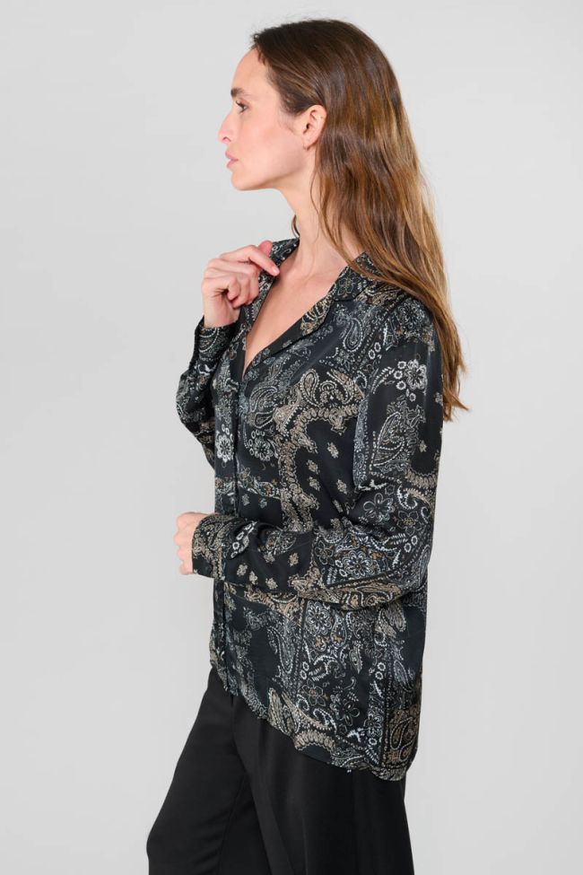 Chemise Morena noire à motif cachemire