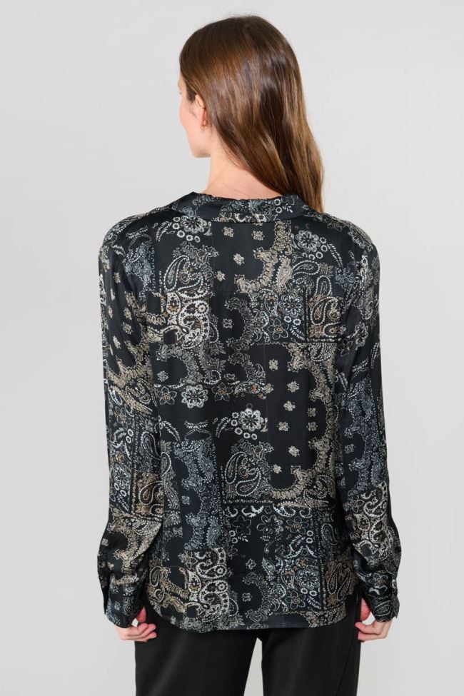 Chemise Morena noire à motif cachemire