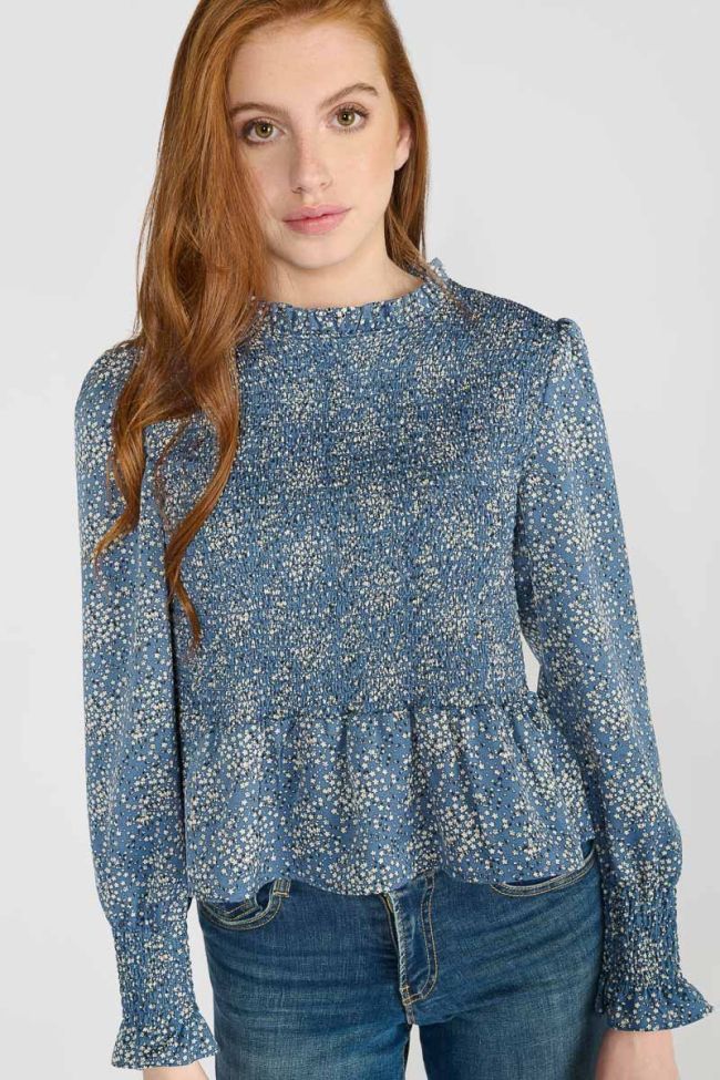 Blouse Divegi bleue à motif fleuri