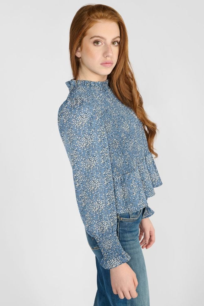 Blouse Divegi bleue à motif fleuri