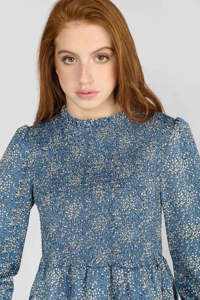 Blouse Divegi bleue à motif fleuri