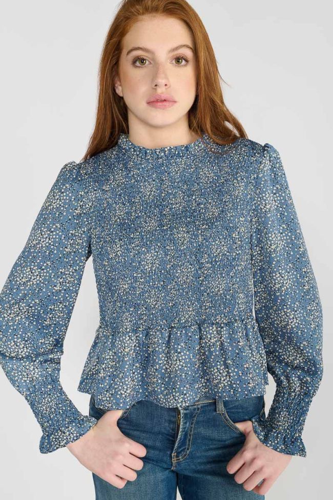 Blouse Divegi bleue à motif fleuri