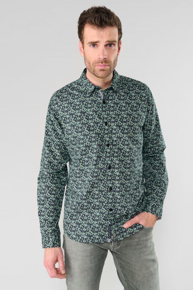 Chemise Evans noire à motif feuilles