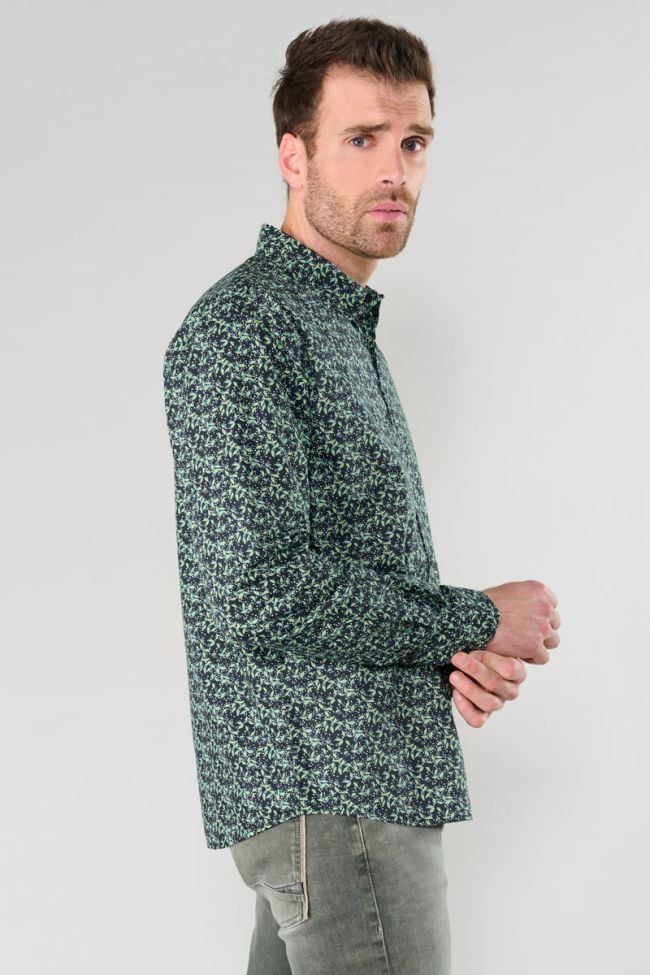 Chemise Evans noire à motif feuilles