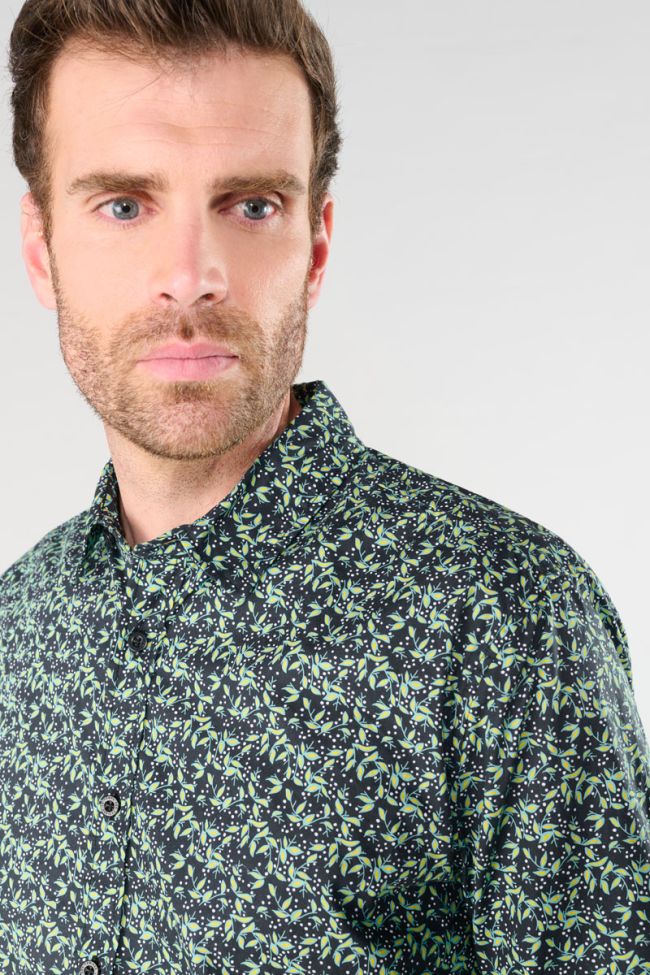 Chemise Evans noire à motif feuilles