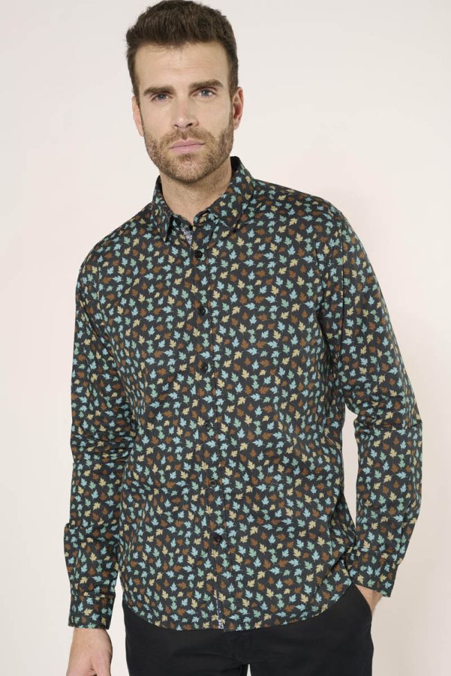 Chemise Feal noire à motif feuilles