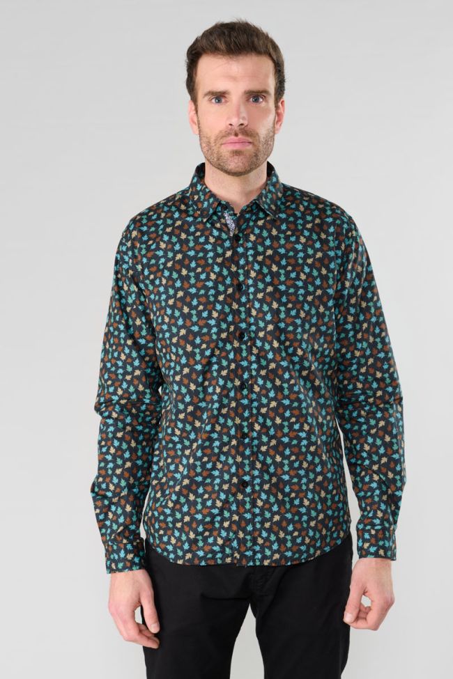 Chemise Feal noire à motif feuilles