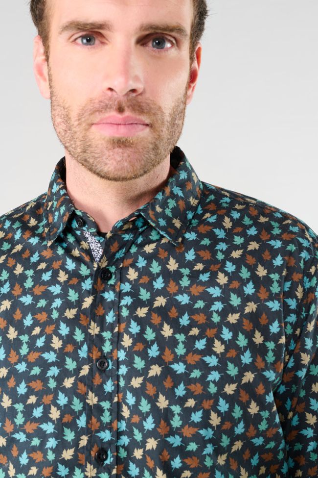 Chemise Feal noire à motif feuilles