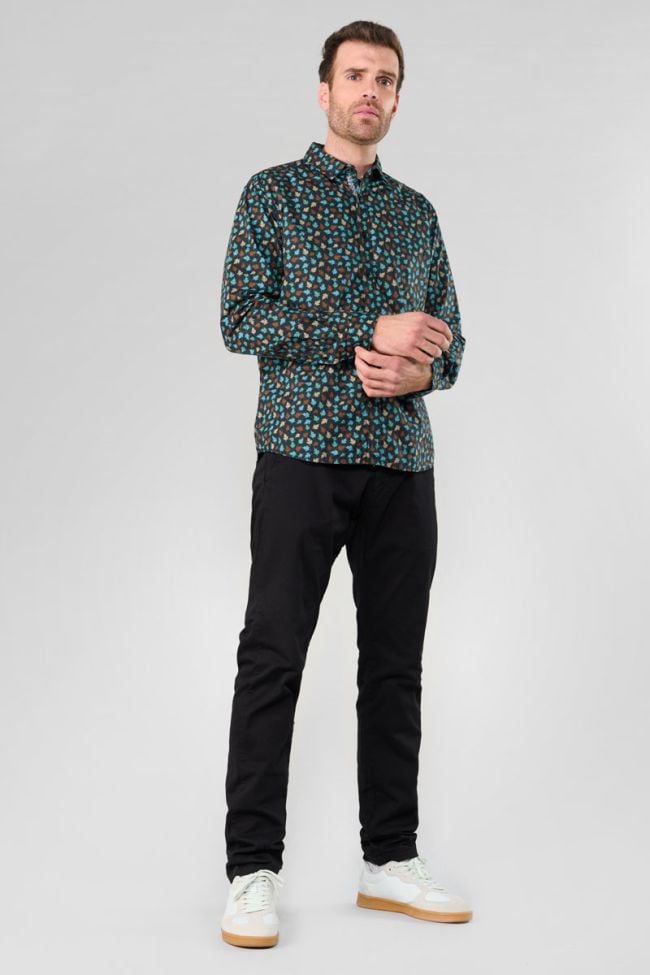 Chemise Feal noire à motif feuilles