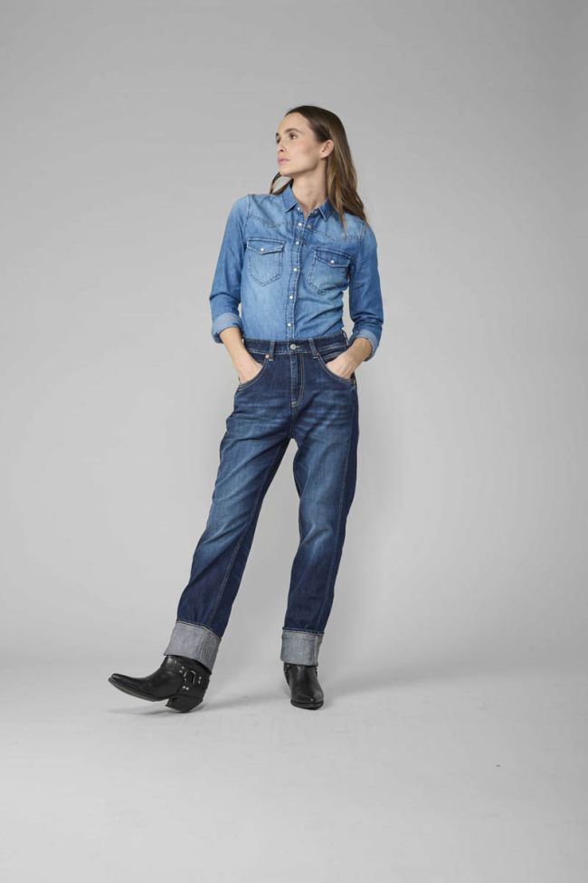 Jeans 400/60 girlfriend Jama taille haute bleu N°1