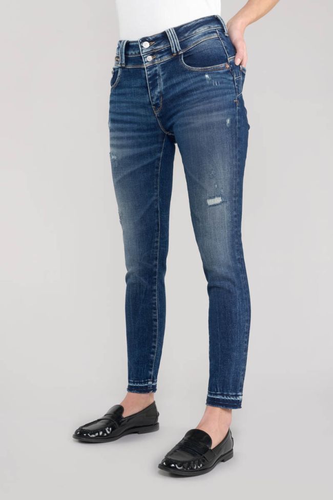 Jeans pulp slim Elina taille haute 7/8ème destroy bleu N°2