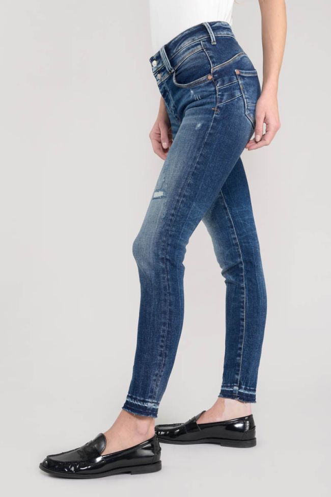 Jeans pulp slim Elina taille haute 7/8ème destroy bleu N°2