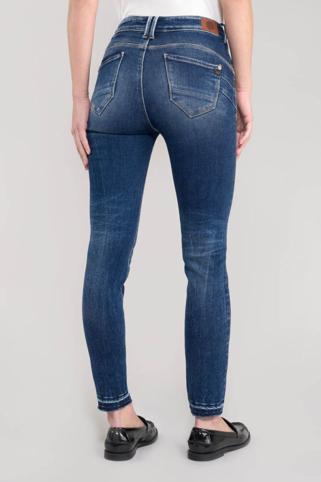 Jeans pulp slim Elina taille haute 7/8ème destroy bleu N°2