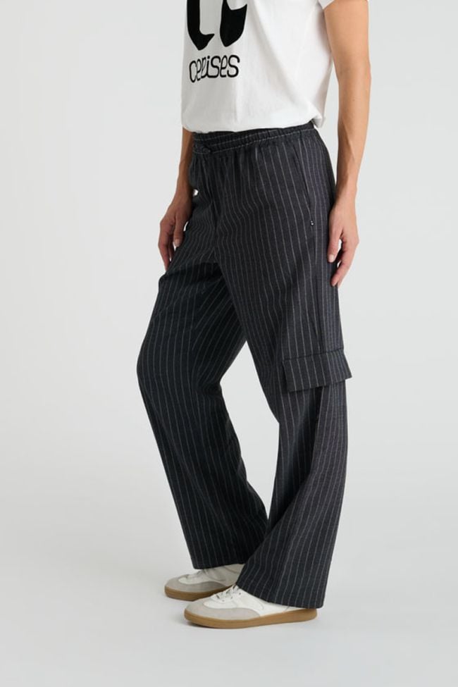 Pantalon Zitagi gris à rayures